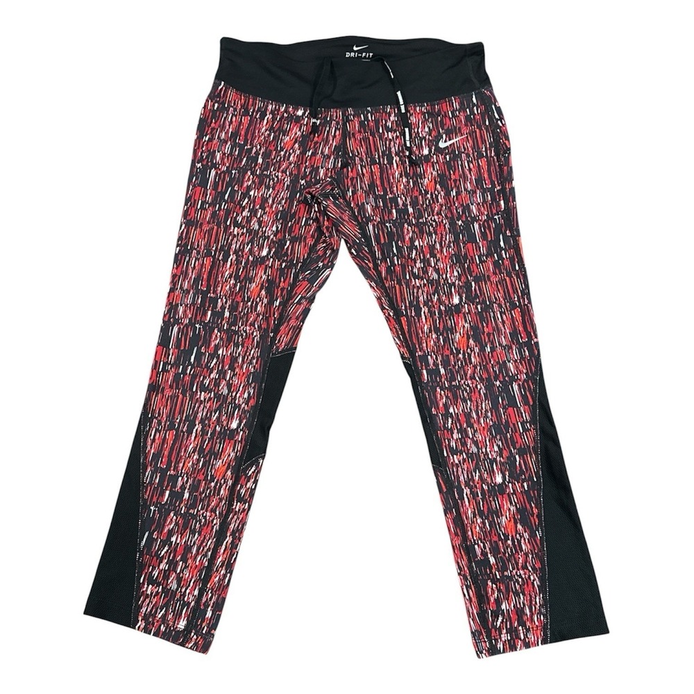 Nike Dri-FIT Women's Capri Leggings Black Red Size Medium
